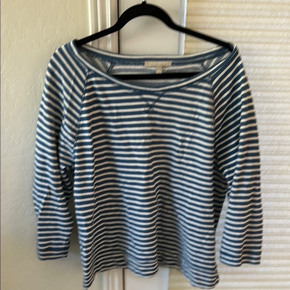Banana Republic Striped Boatneck Sweatshirt 3/4 Sleeve XL - Picture 1 of 4